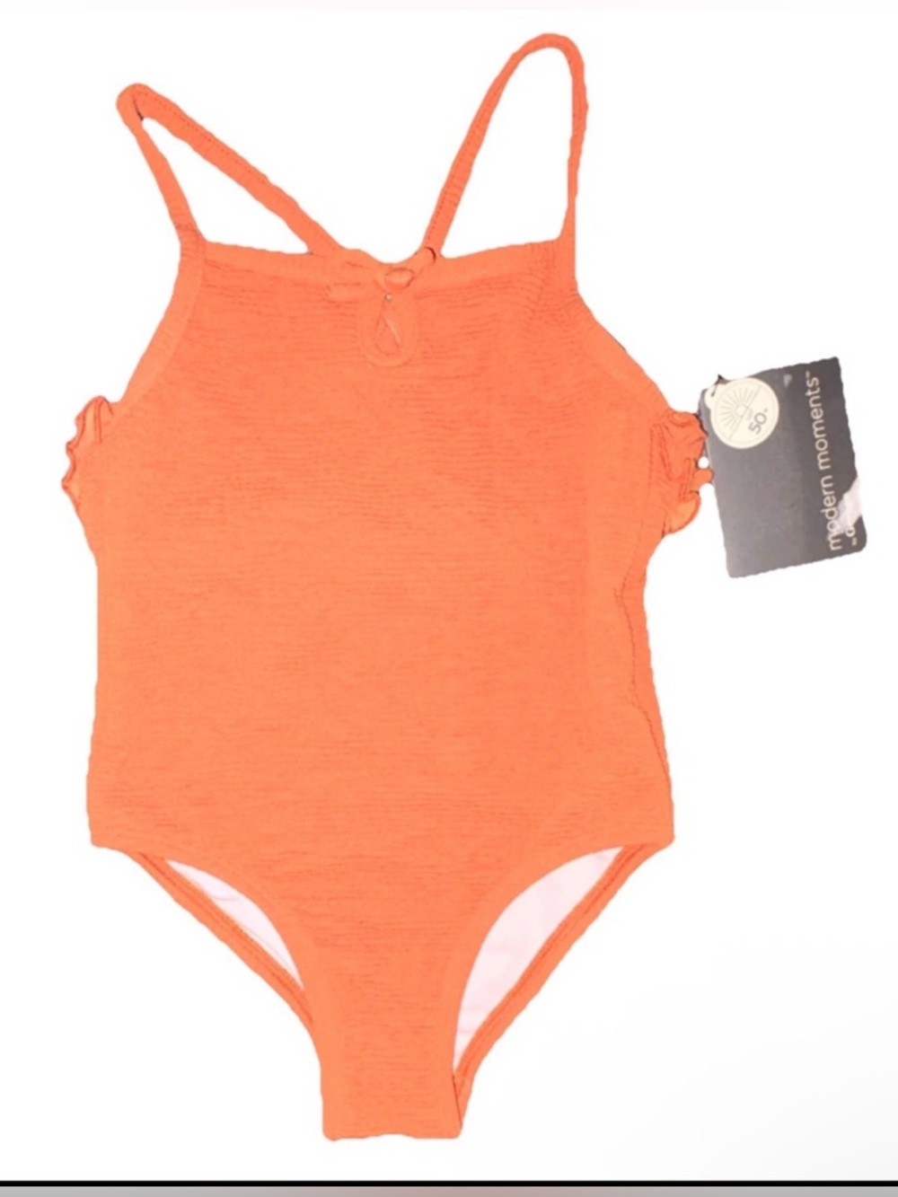 Modern Moments Girls Orange One Piece Swimsuit 2T Ruffle Stretch Nylon